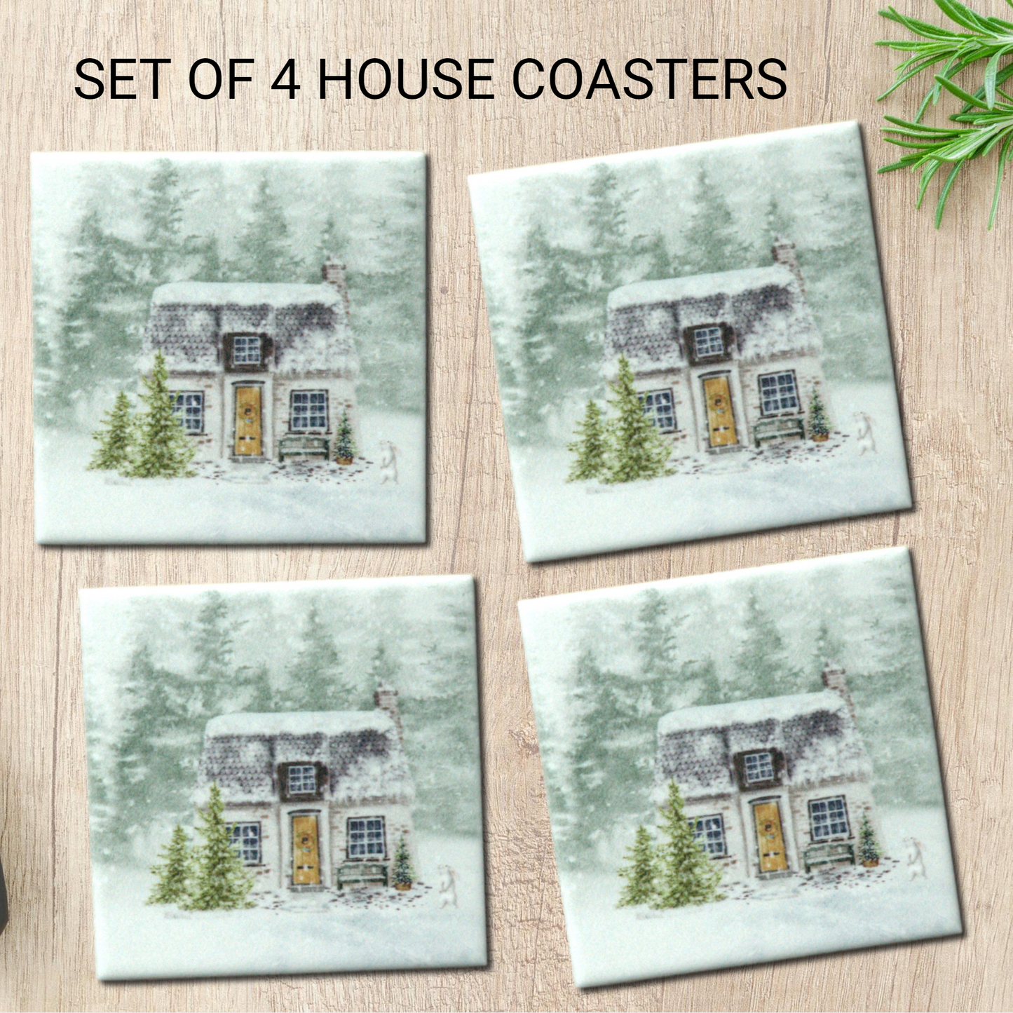 Winter Scene Ceramic Coasters