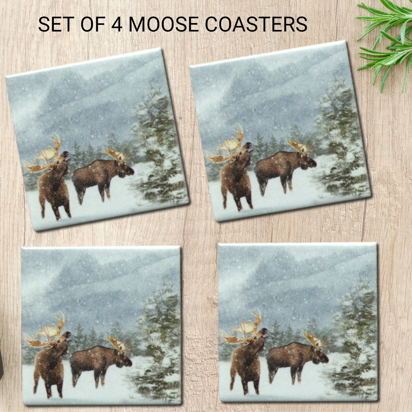 Winter Scene Ceramic Coasters