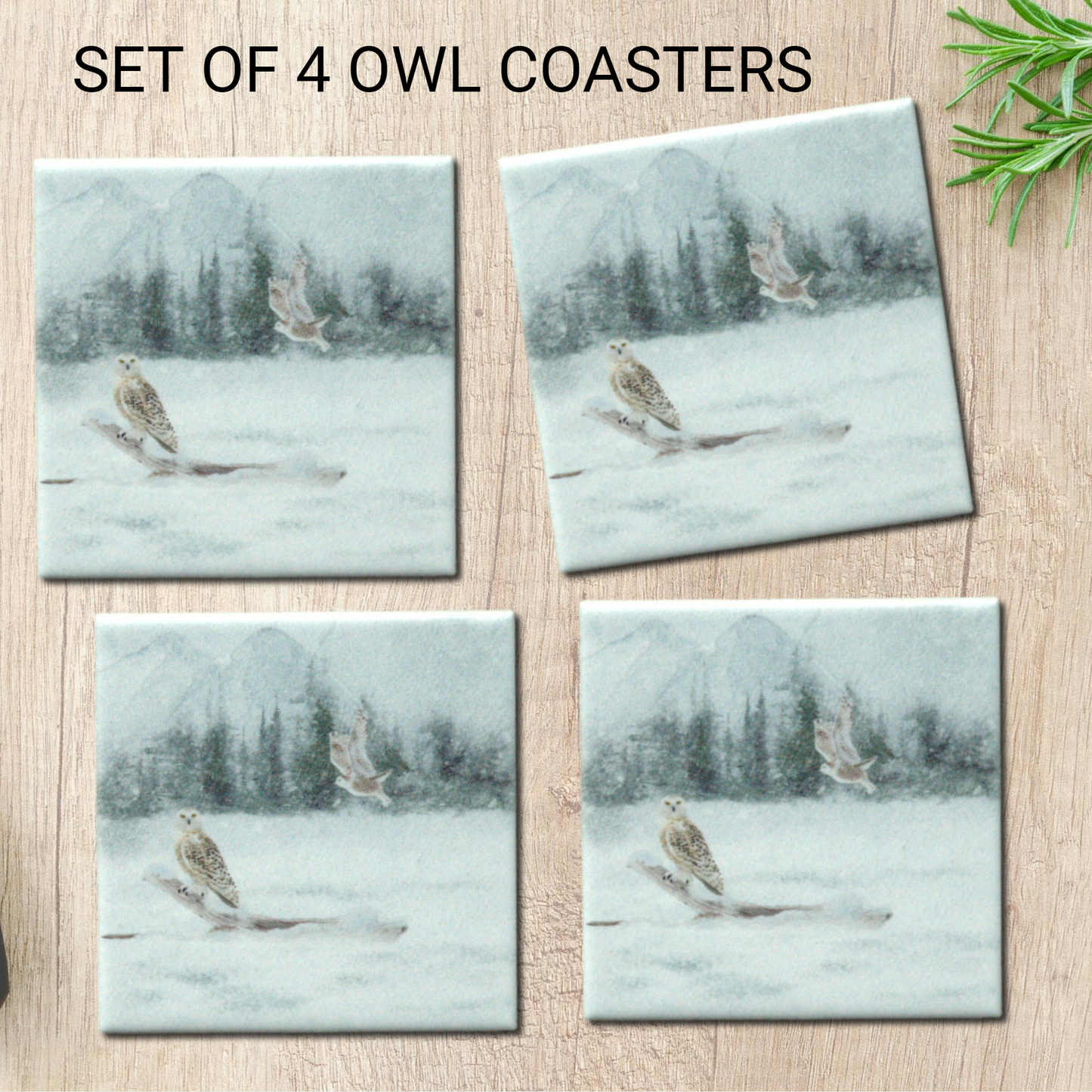 Winter Scene Ceramic Coasters