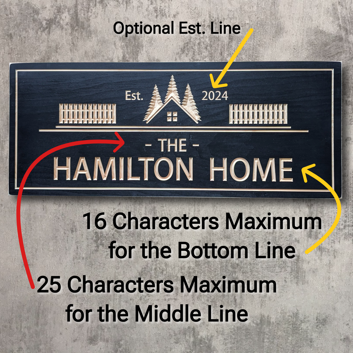 Home sign with a Picket Fence