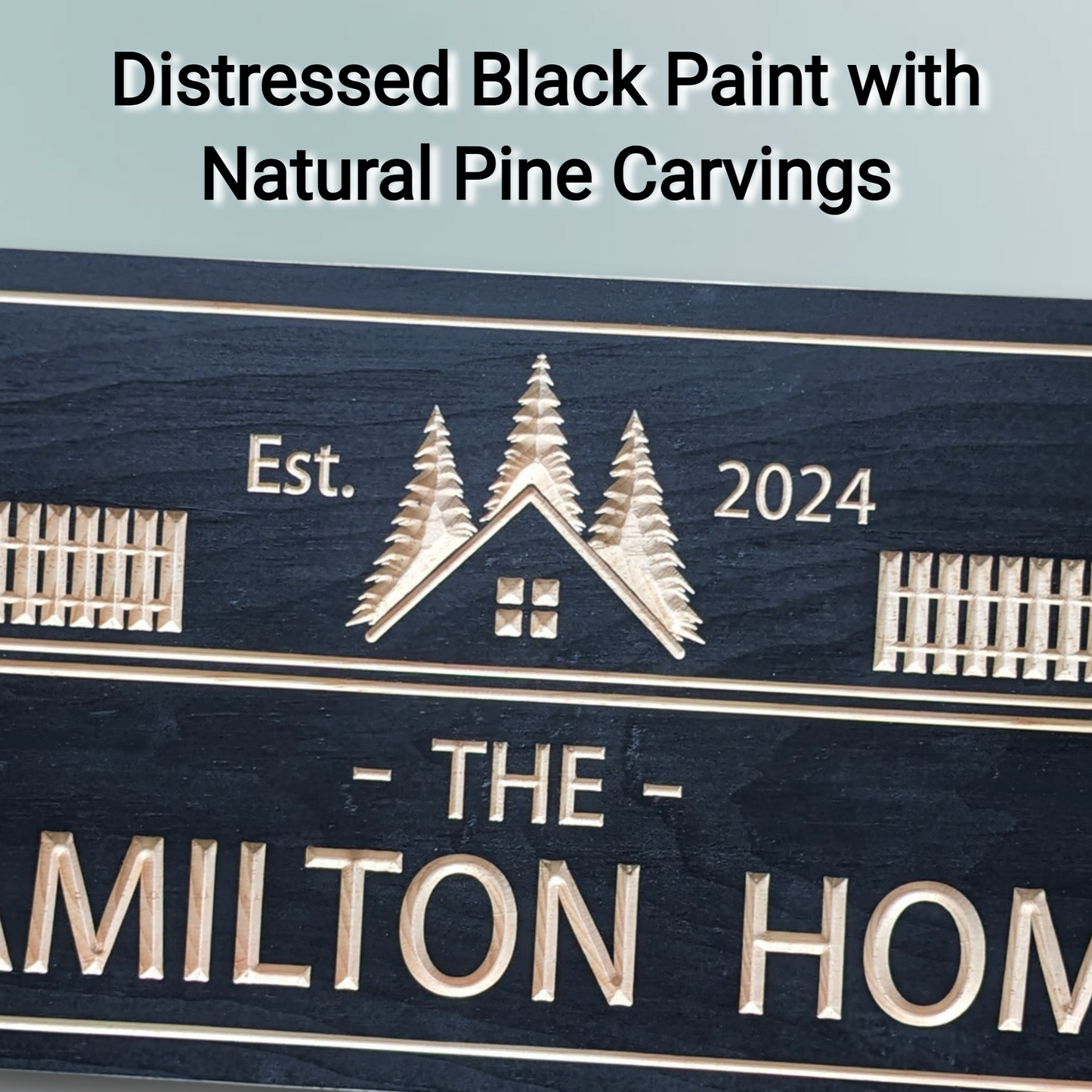 Home sign with a Picket Fence