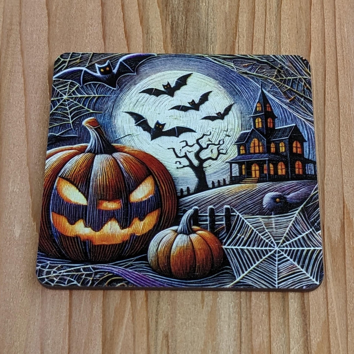Halloween Scary Pumpkin Coaster Set