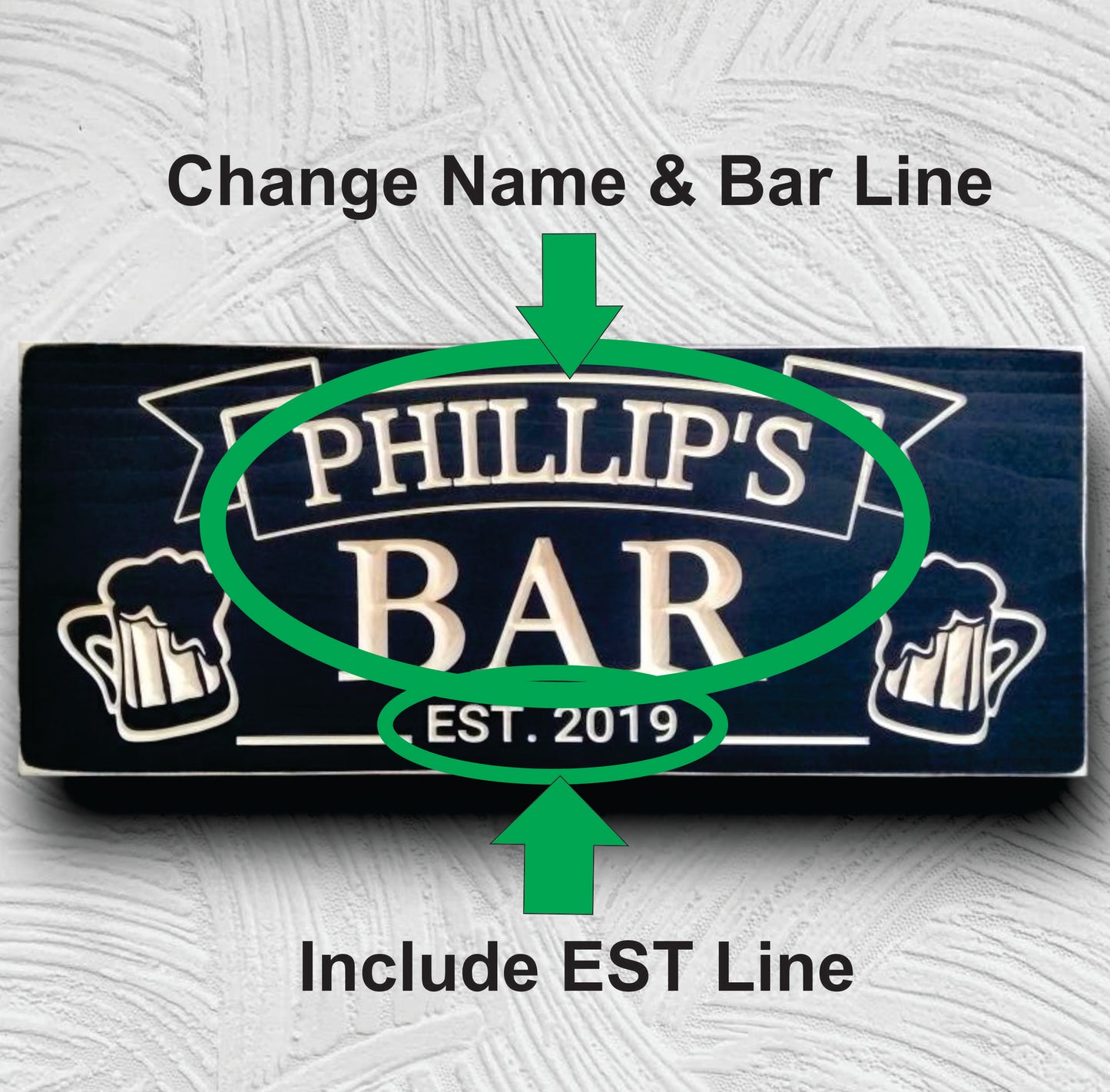 Bar Sign with Beer Mugs