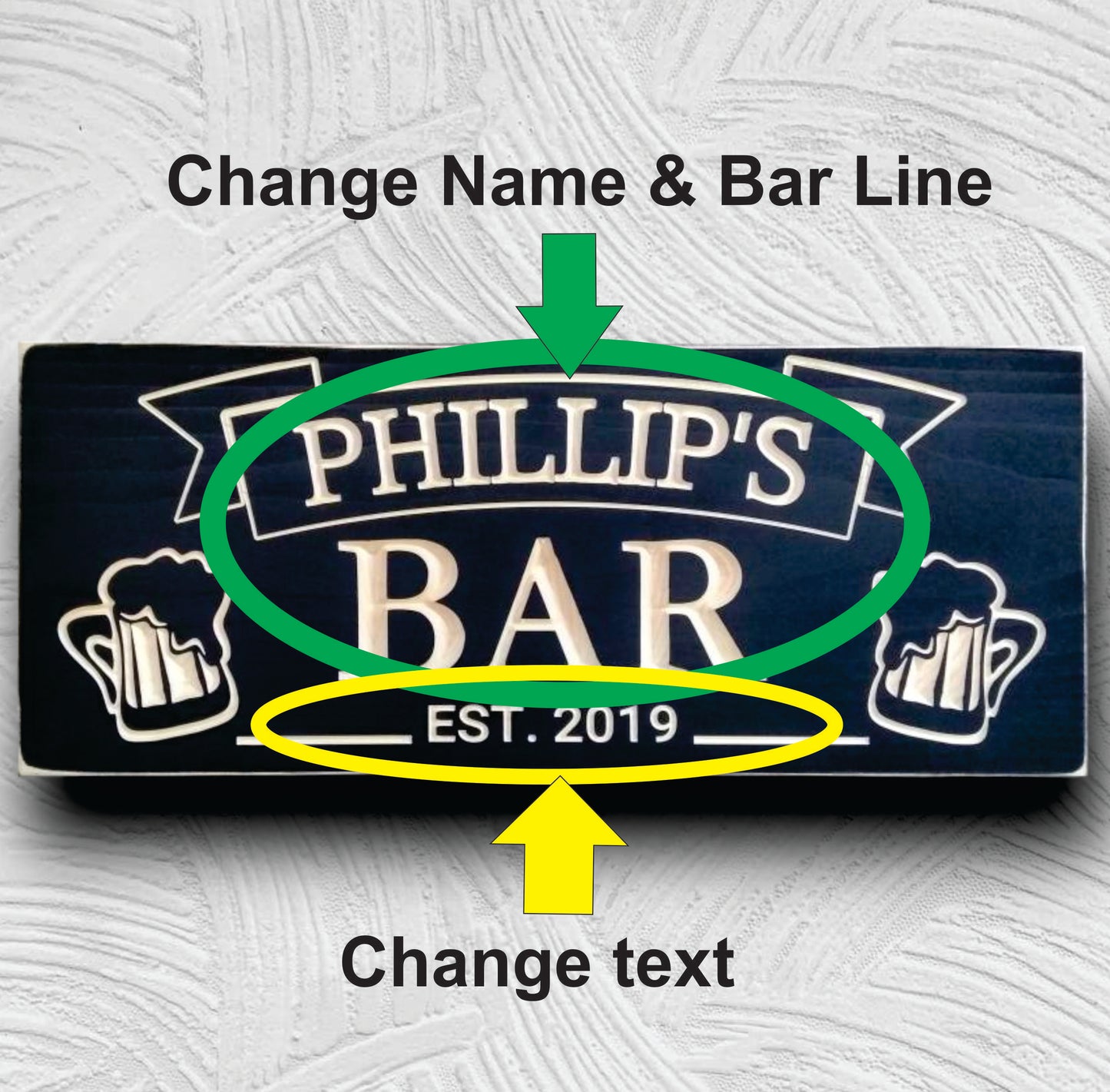 Bar Sign with Beer Mugs