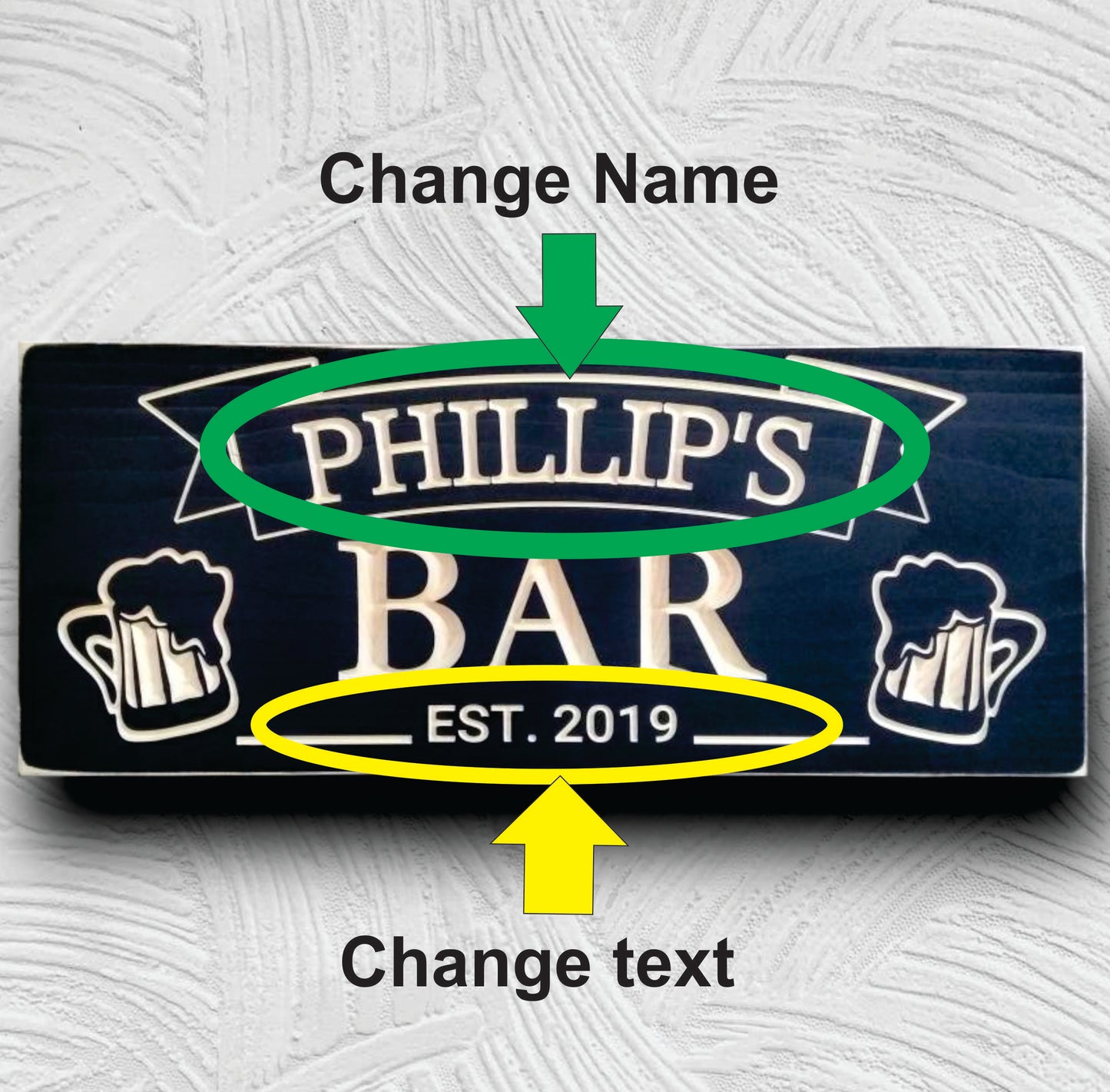 Bar Sign with Beer Mugs