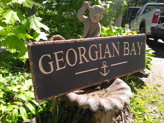 Georgian Bay Sign with Anchor - Maison Muskoka