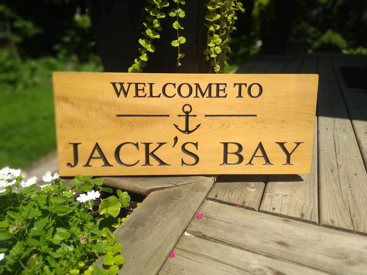 Cedar Road Sign, Rectangular with Anchor