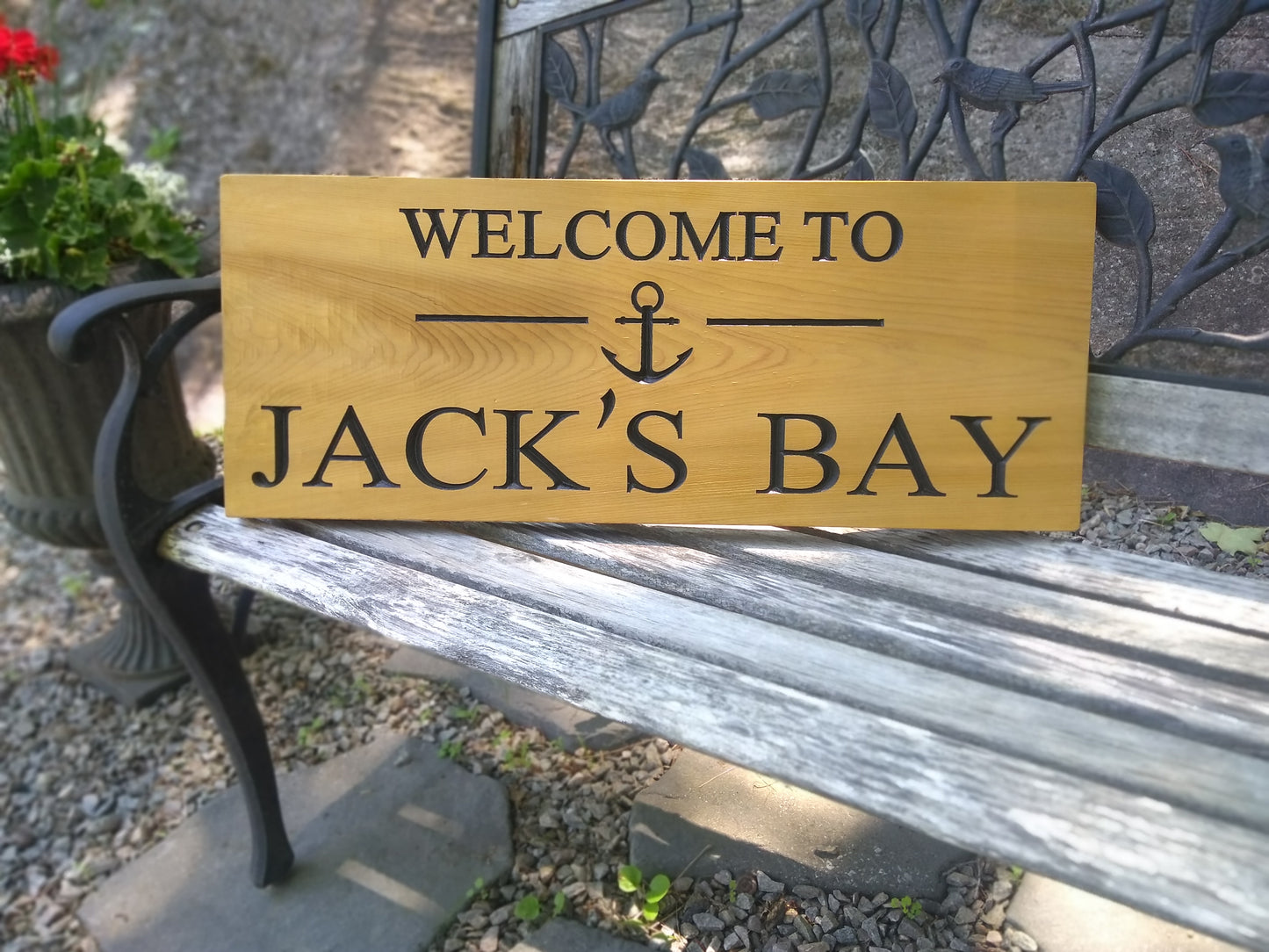 Cedar Road Sign, Rectangular with Anchor