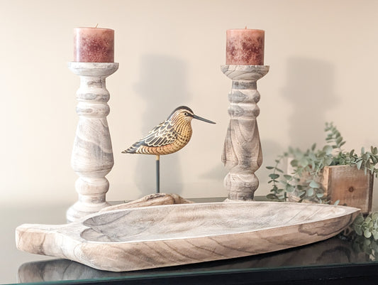 Whitewashed wooden pointed dish