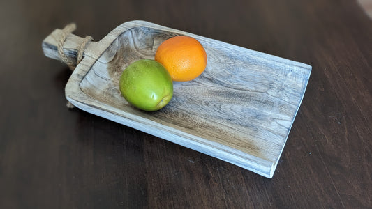 Whitewashed Wood Scoop, with jute hanger (accessories not included)