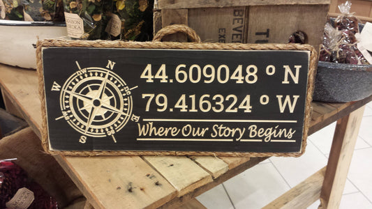 Coordinates Sign - Maison Muskoka