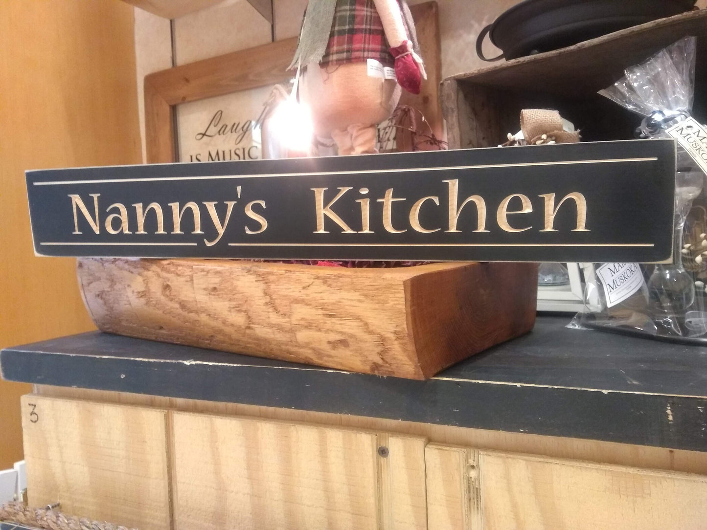 Grandmother gift, Nanny's Kitchen, personalized carved Wood Sign