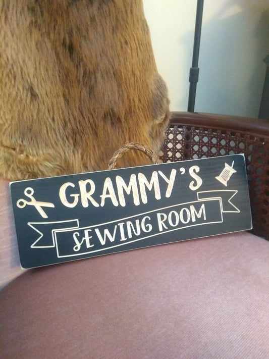 Personalized wood sign,wooden sewing room sign, Christmas gift, Grammy sign