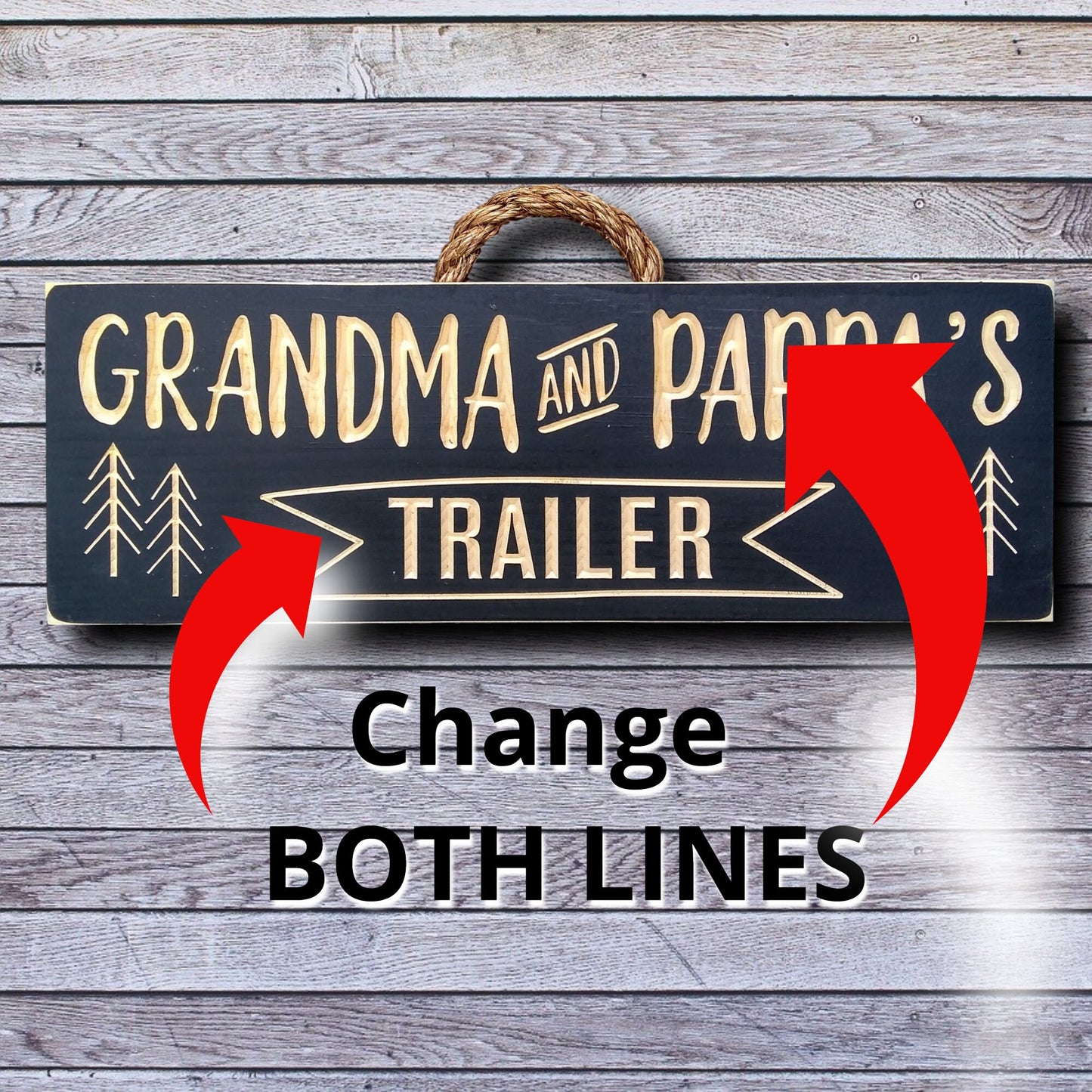 Outdoor Nana and Papa's Trailer sign, carved wood sign, personalized gift, camping décor, grandparents gifts