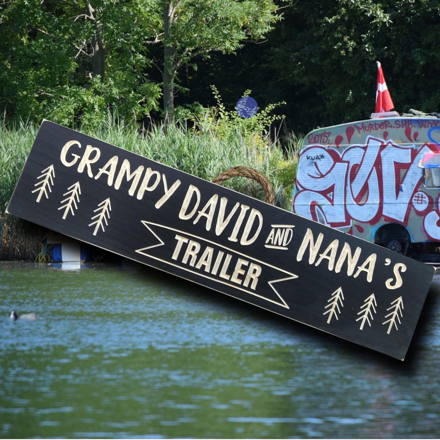 Grandma and Grandpa's sign, Personalized trailer sign, camping sign, grandparents sign