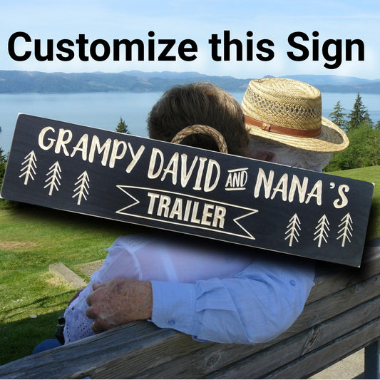 Grandma and Grandpa's sign, Personalized trailer sign, camping sign, grandparents sign