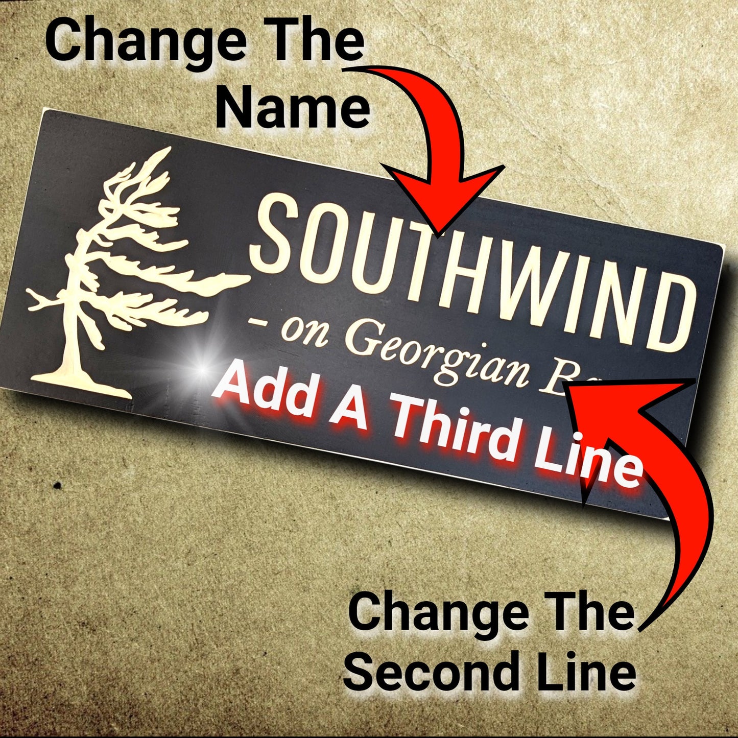 Personalized outdoor wooden Windy tree Sign, custom carved wood cabin sign, Christmas gift