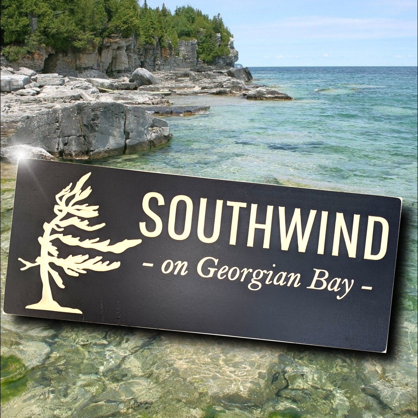 Personalized outdoor wooden Windy tree Sign, custom carved wood cabin sign, Christmas gift