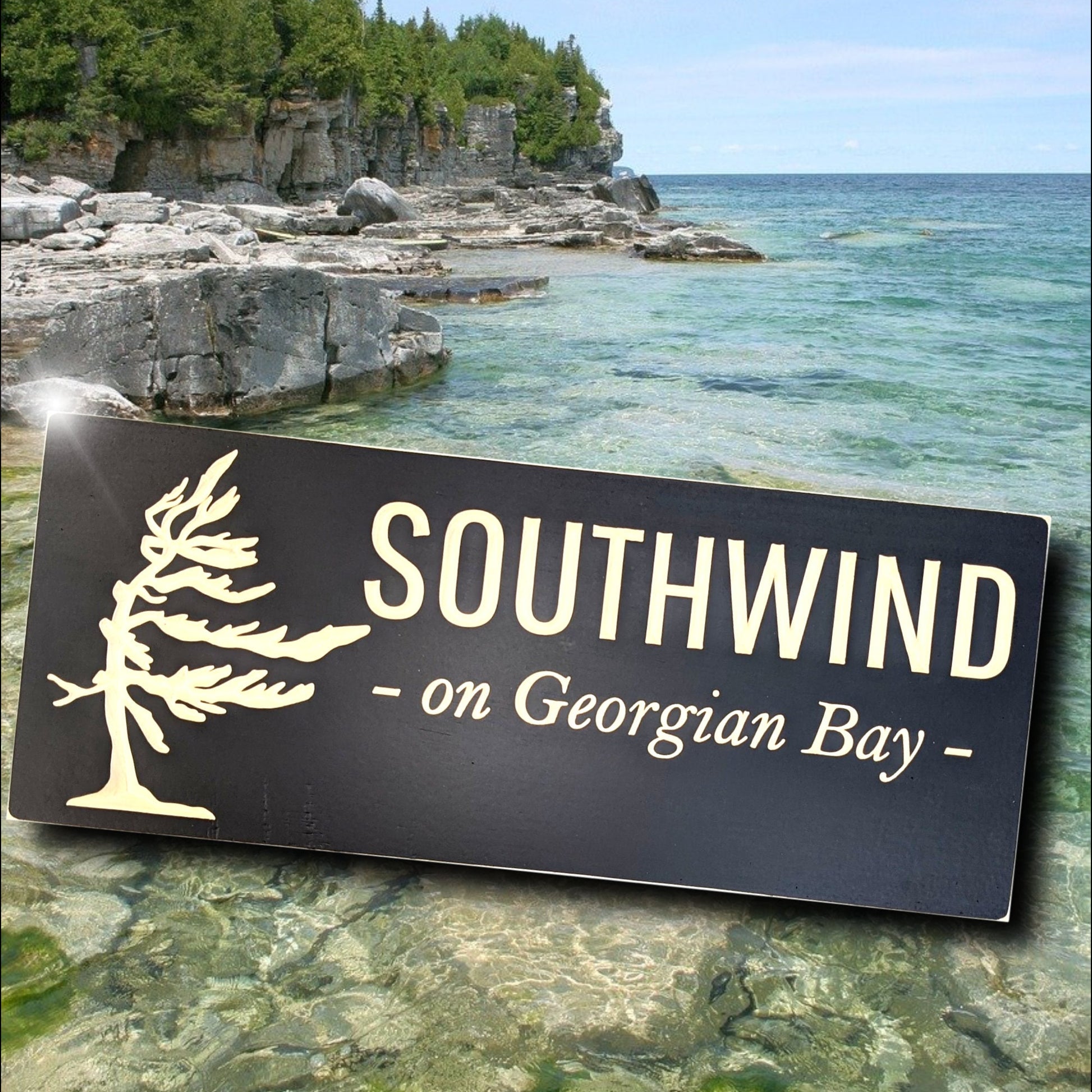 Personalized outdoor wooden Windy tree Sign, custom carved wood cabin sign, Christmas gift