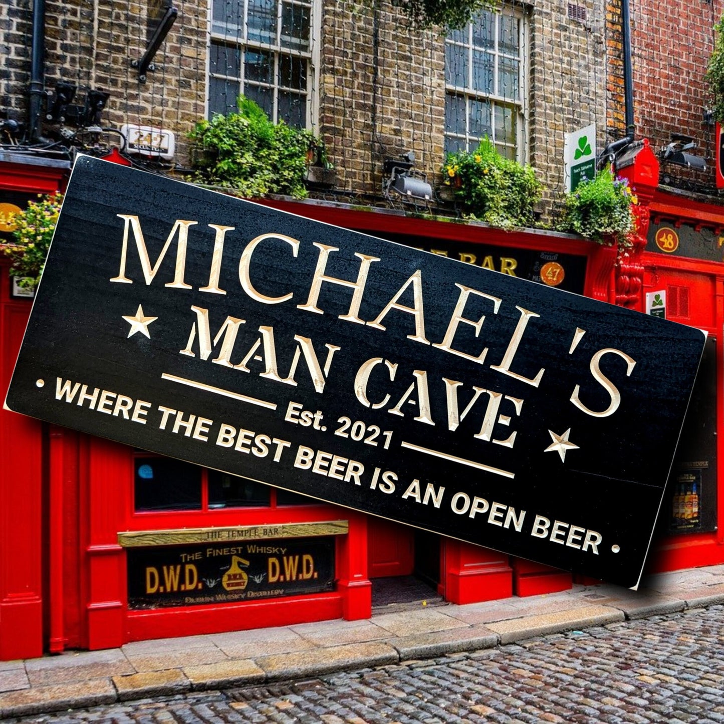 custom Man Cave sign with name, gift for him, Christmas gift, wooden personalized home décor