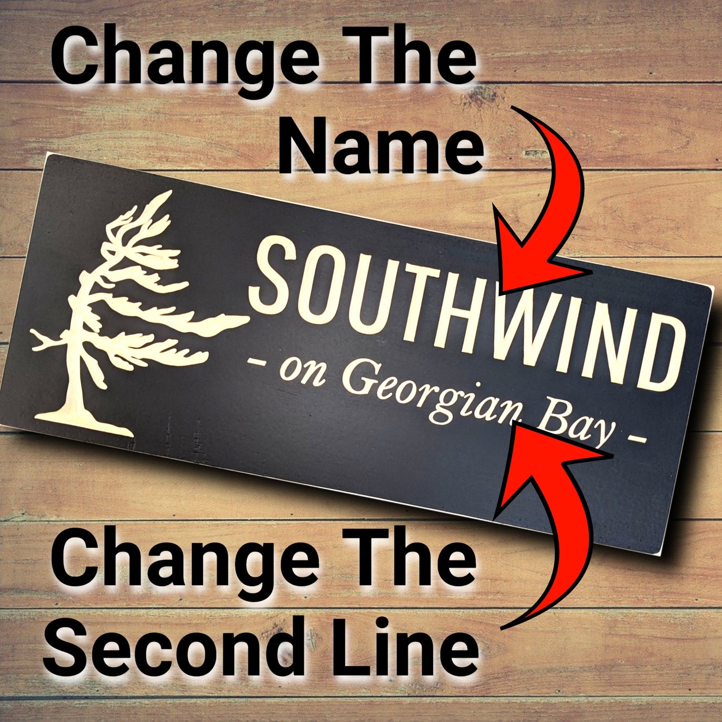 Personalized outdoor wooden Windy tree Sign, custom carved wood cabin sign, Christmas gift