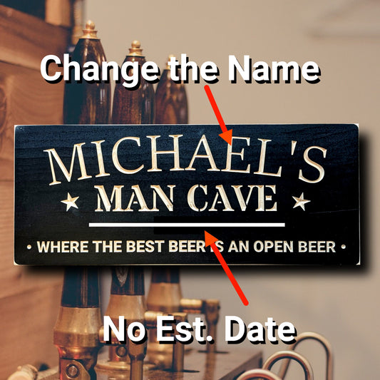 custom Man Cave sign with name, gift for him, Christmas gift, wooden personalized home décor