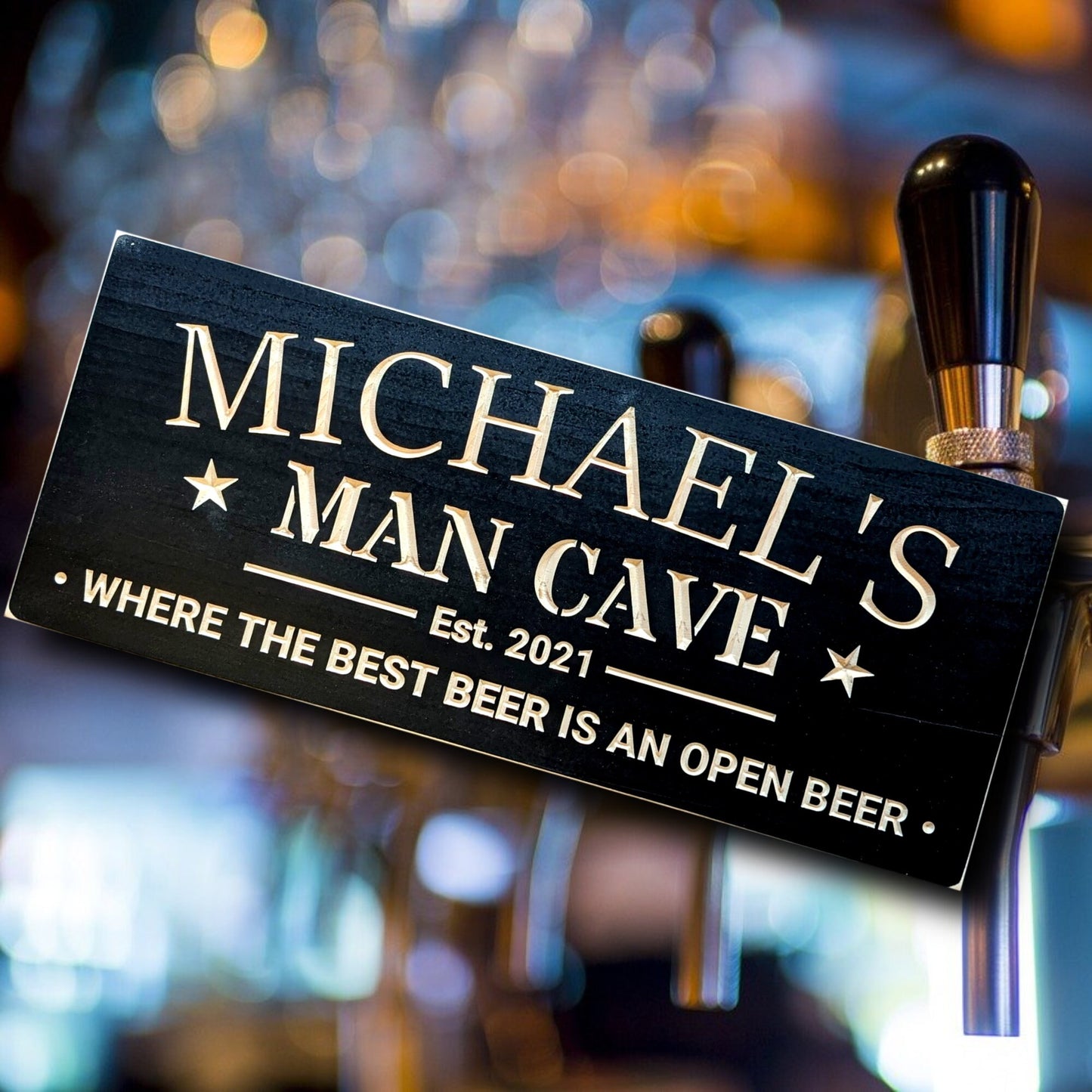 custom Man Cave sign with name, gift for him, Christmas gift, wooden personalized home décor