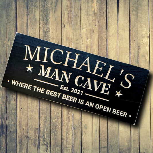 custom Man Cave sign with name, gift for him, Christmas gift, wooden personalized home décor