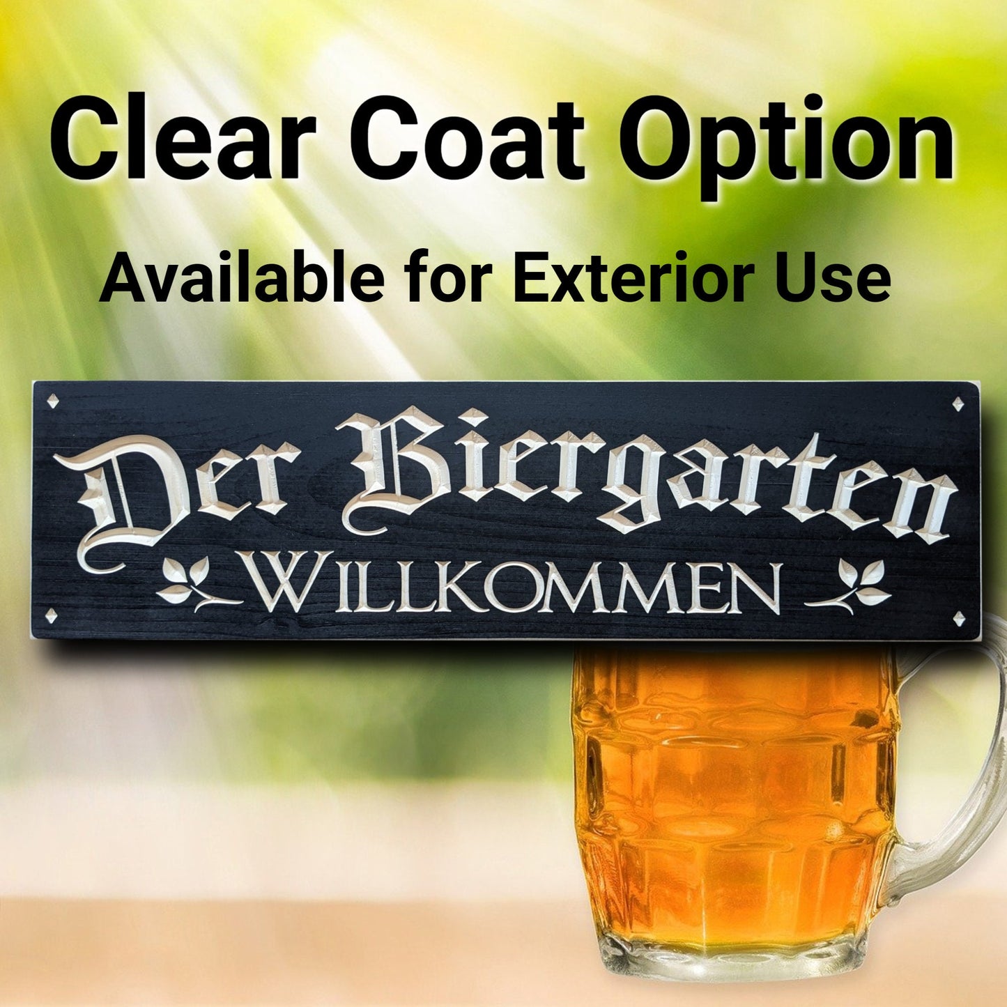German wood welcome sign, Der Biergarten willkommen beer Wood Sign, father's day gift. wooden bar sign