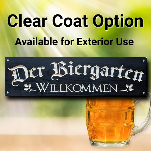 German wood welcome sign, Der Biergarten willkommen beer Wood Sign, father's day gift. wooden bar sign