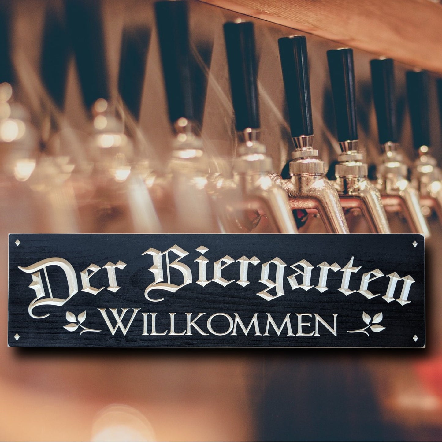 German wood welcome sign, Der Biergarten willkommen beer Wood Sign, father's day gift. wooden bar sign