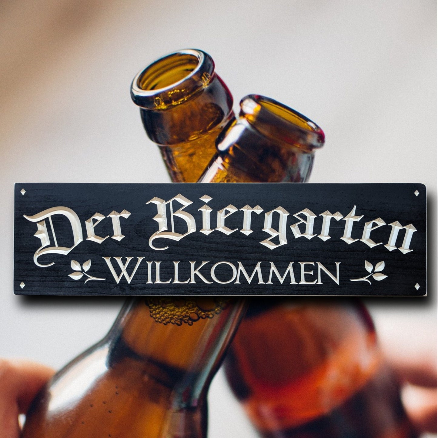German wood welcome sign, Der Biergarten willkommen beer Wood Sign, father's day gift. wooden bar sign