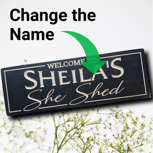 Welcome Sign, Mother's day gift, personalized wood she shed sign, customize with your name