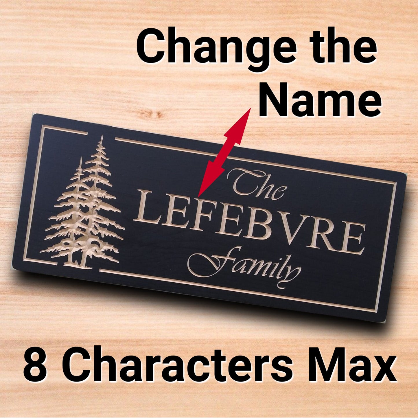 Personalized Family Sign, wood outdoor custom sign, carved cottage sign with pine trees