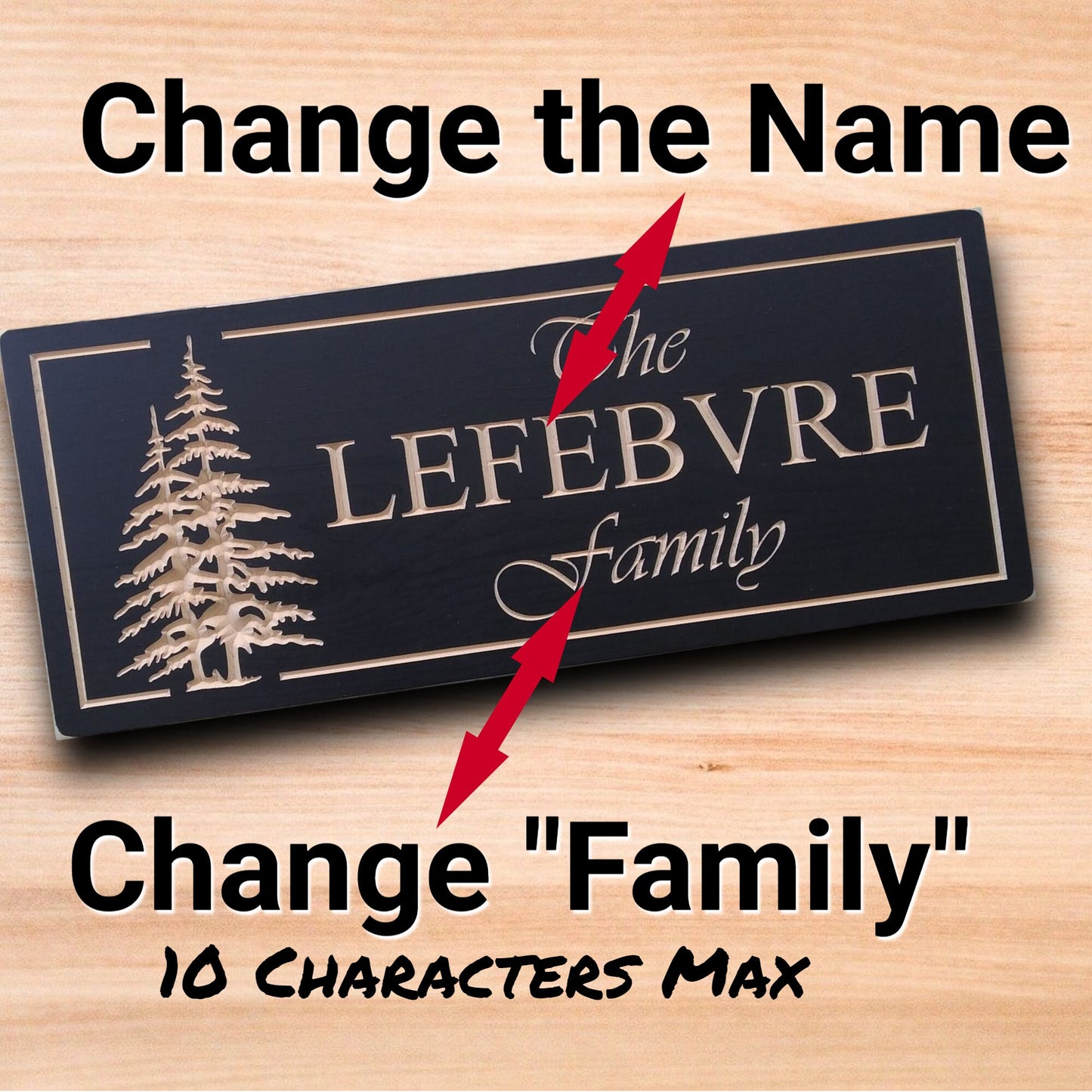 Personalized Family Sign, wood outdoor custom sign, carved cottage sign with pine trees