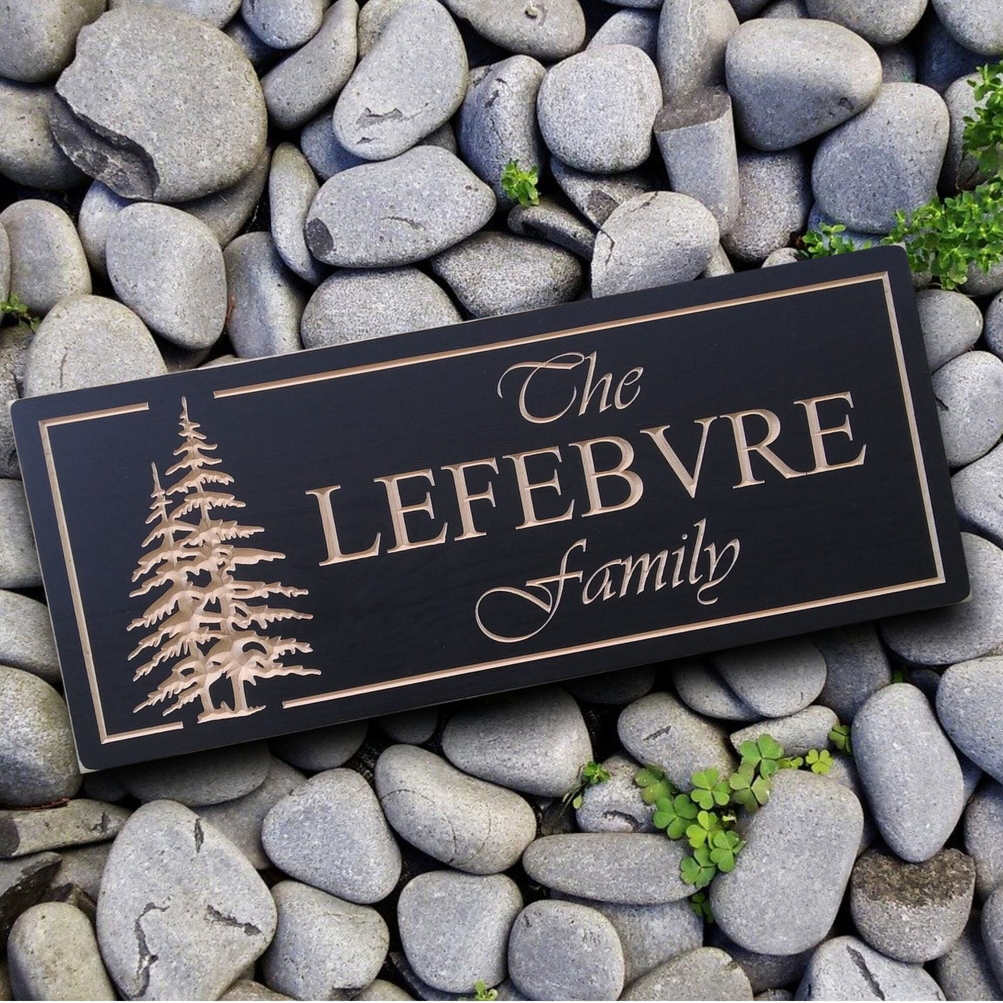 Personalized Family Sign, wood outdoor custom sign, carved cottage sign with pine trees