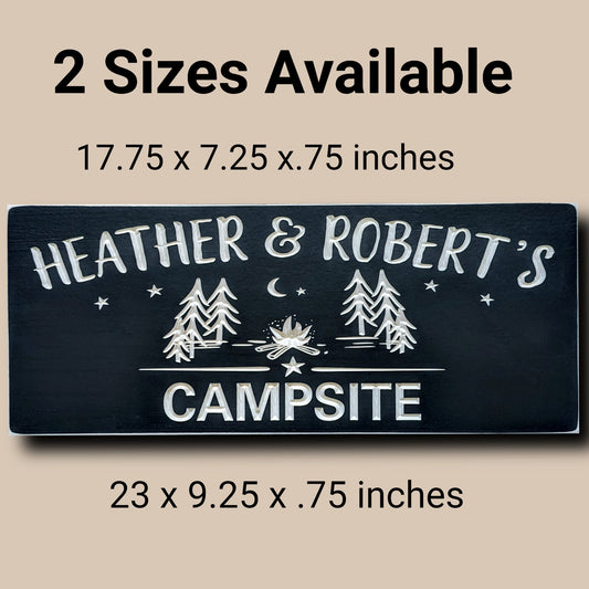 Wooden Campsite Sign, personalized name wood sign, custom camping sign