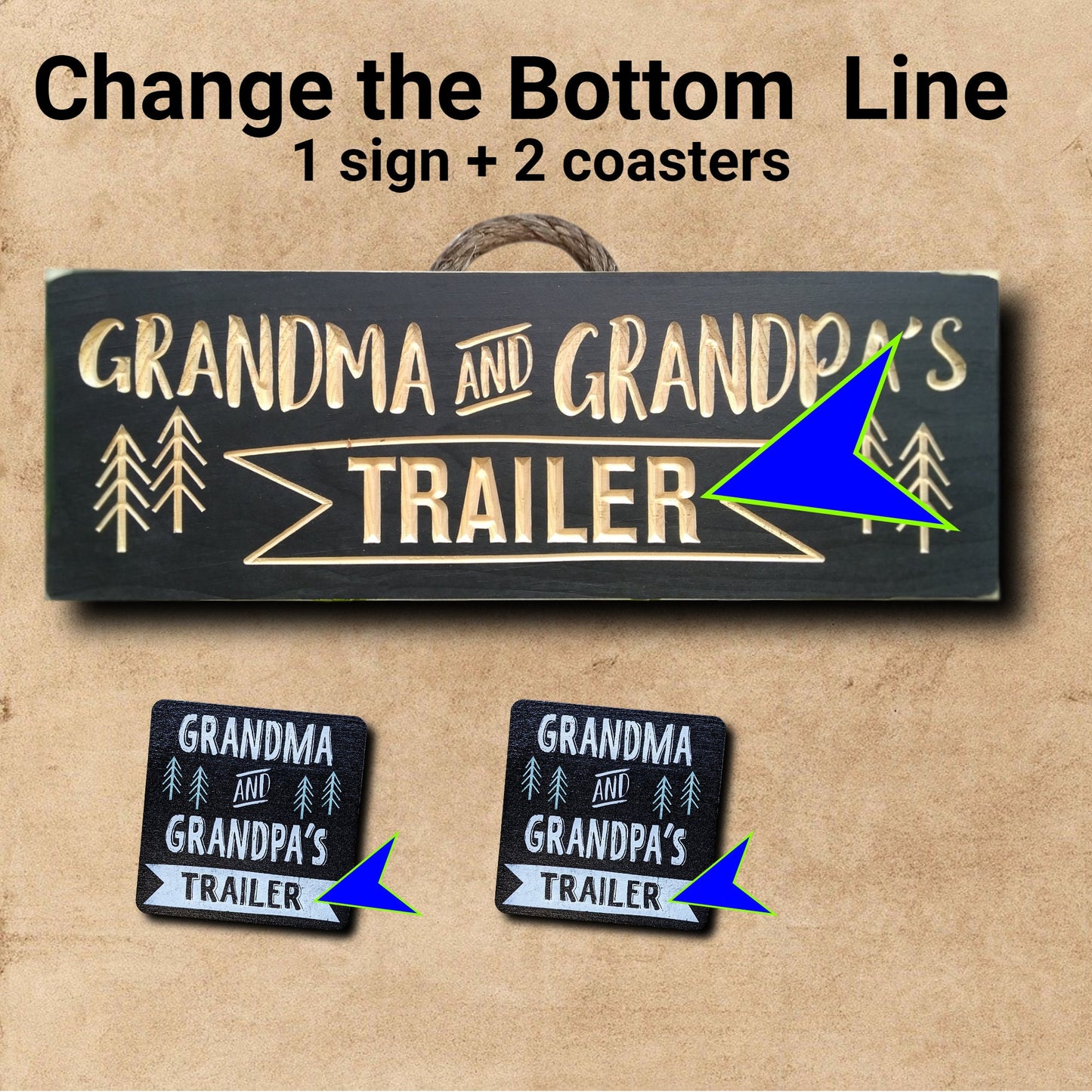 Custom Wood trailer coaster, custom wood signs, grandparents gift, Christmas gift