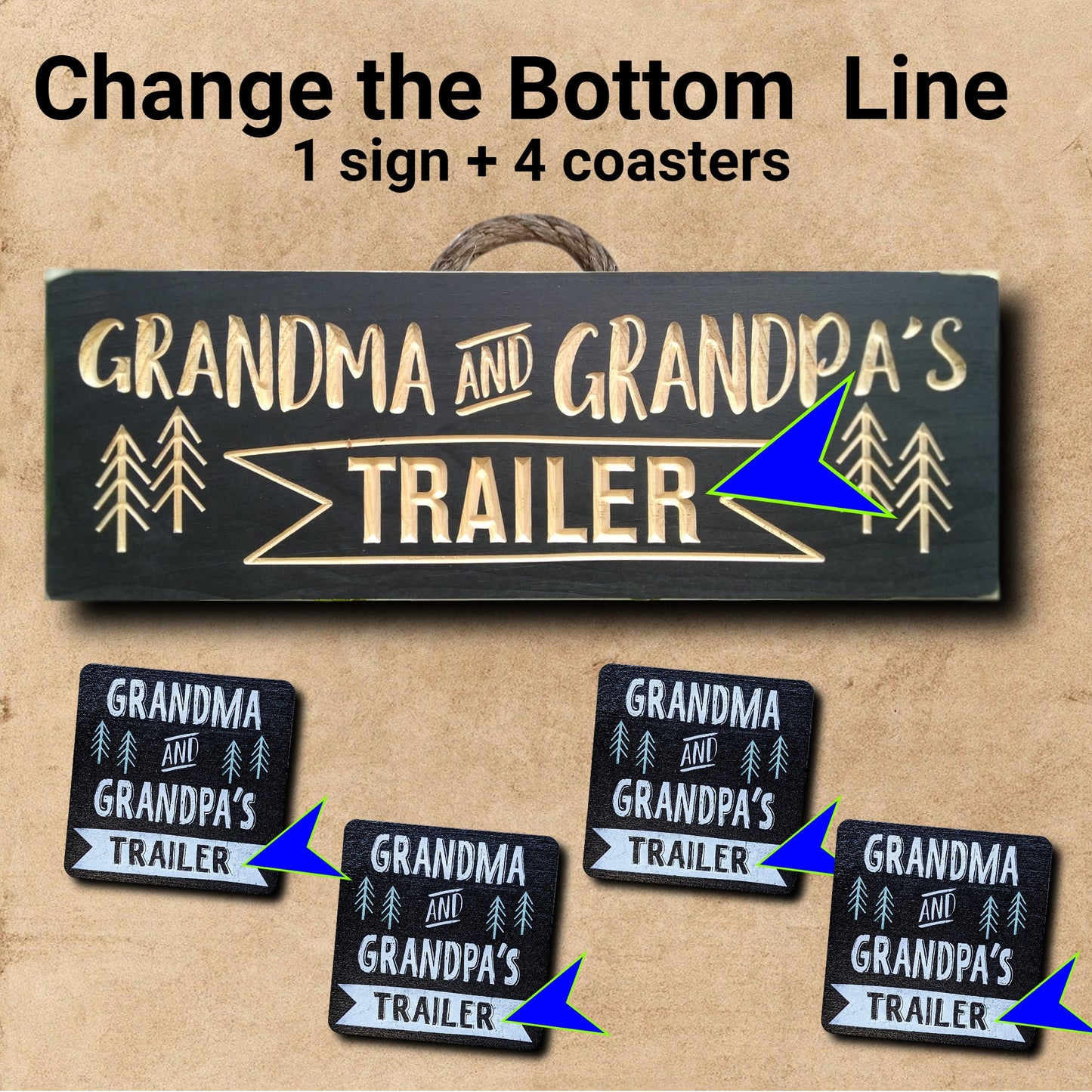 Custom Wood trailer coaster, custom wood signs, grandparents gift, Christmas gift
