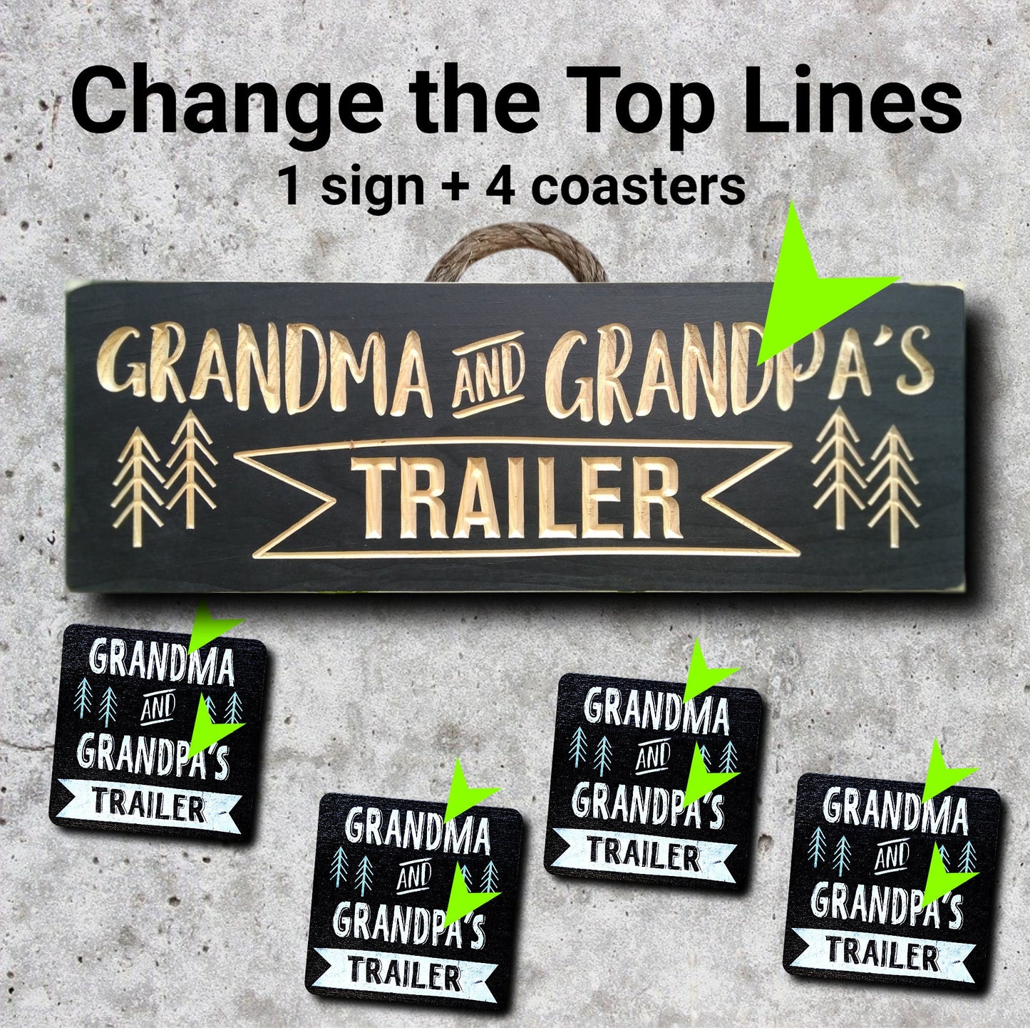 Custom Wood trailer coaster, custom wood signs, grandparents gift, Christmas gift