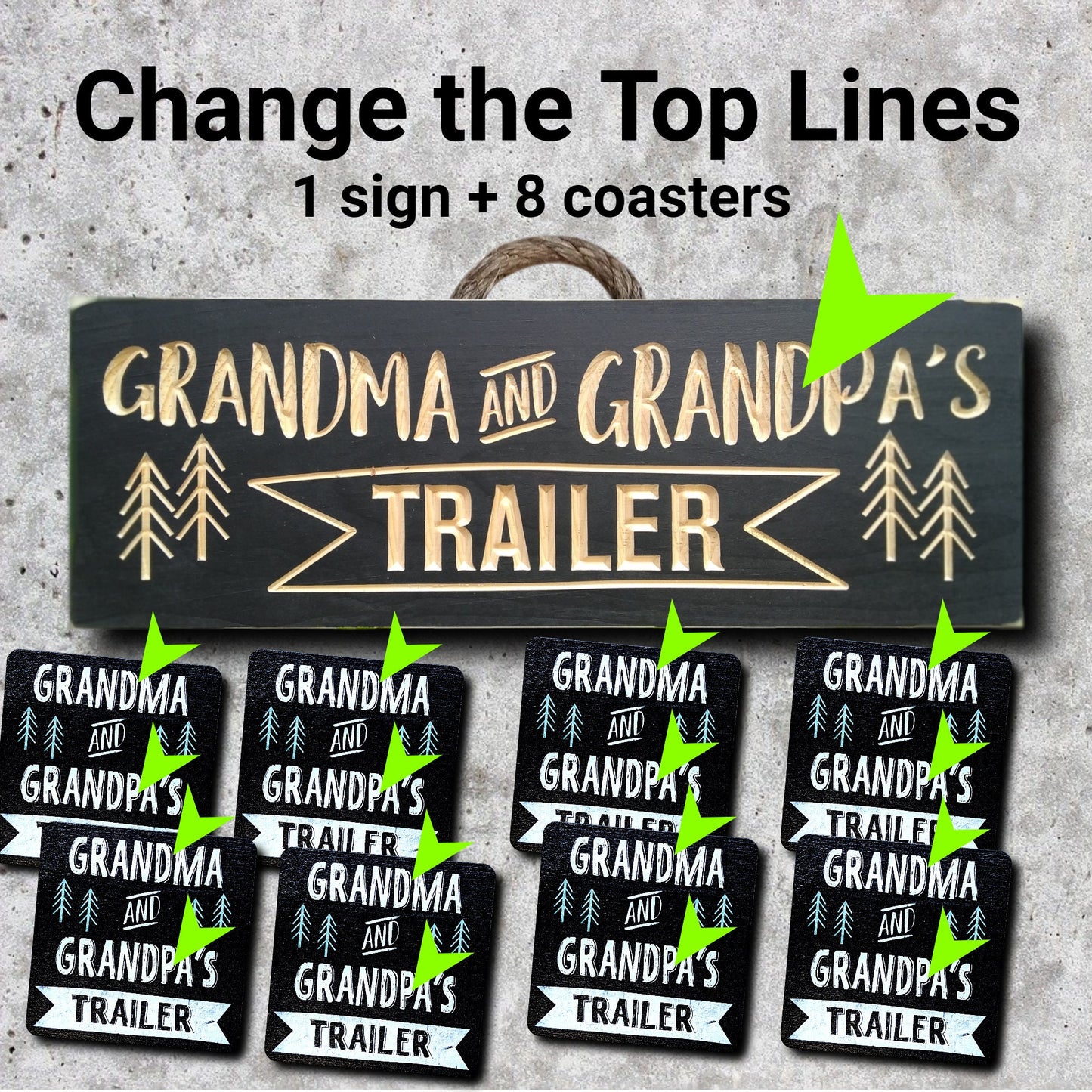 Custom Wood trailer coaster, custom wood signs, grandparents gift, Christmas gift