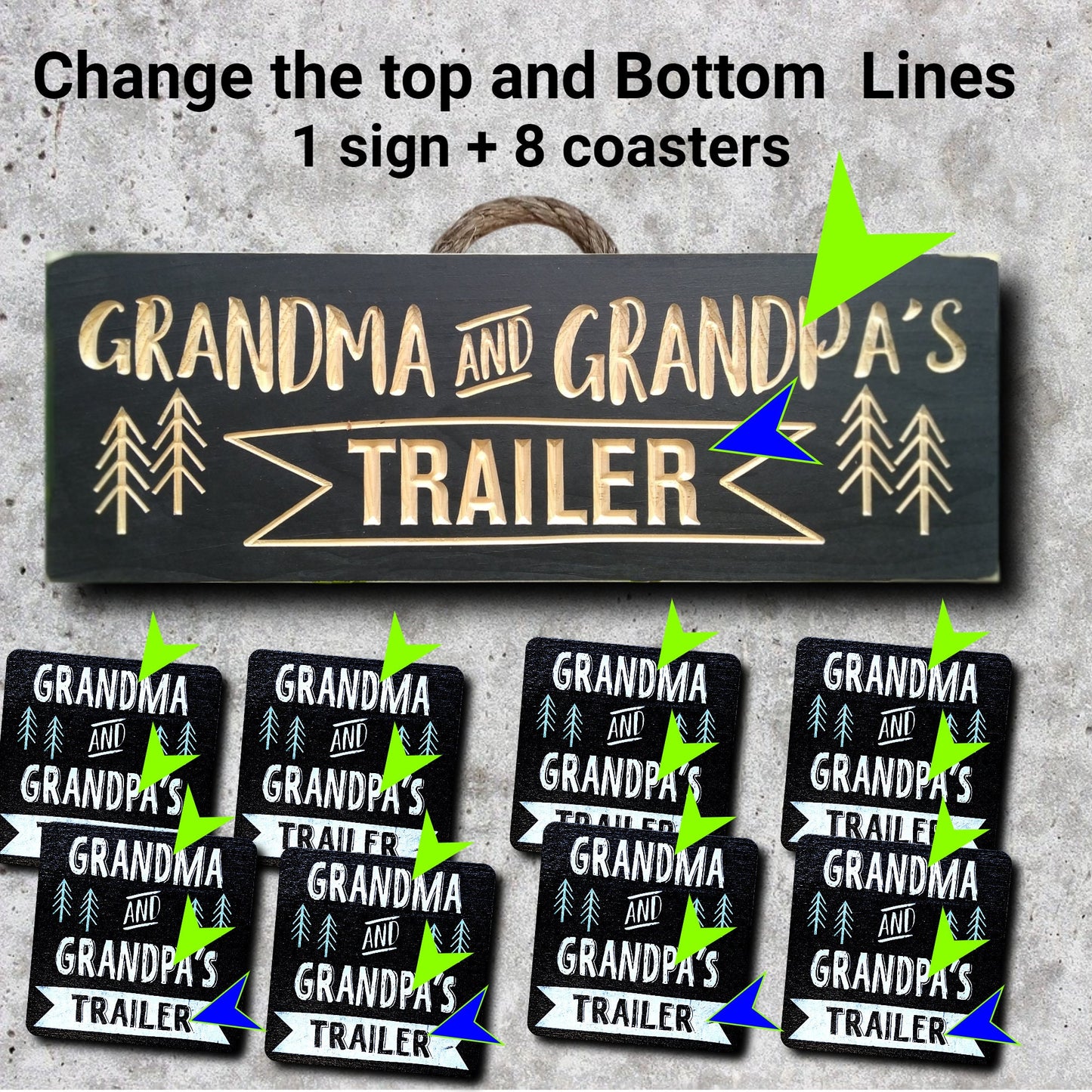 Custom Wood trailer coaster, custom wood signs, grandparents gift, Christmas gift