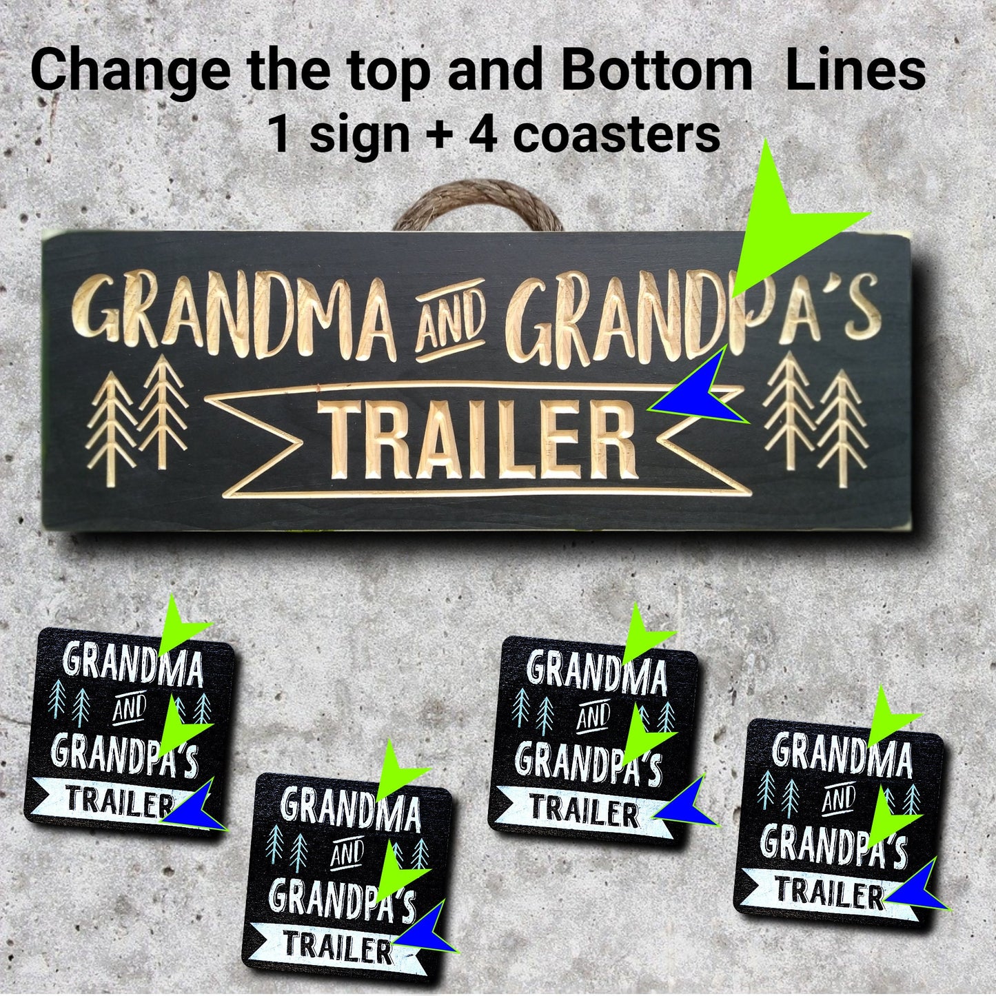 Custom Wood trailer coaster, custom wood signs, grandparents gift, Christmas gift