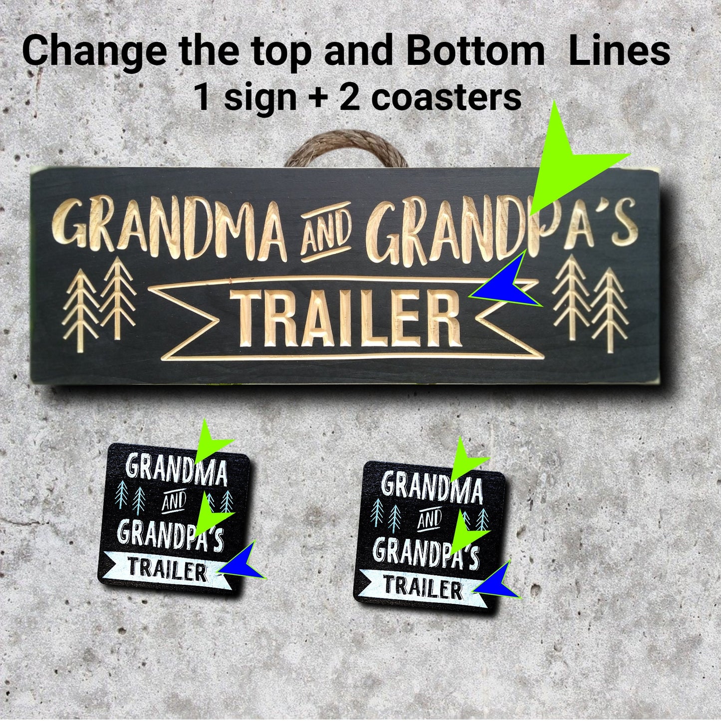 Custom Wood trailer coaster, custom wood signs, grandparents gift, Christmas gift