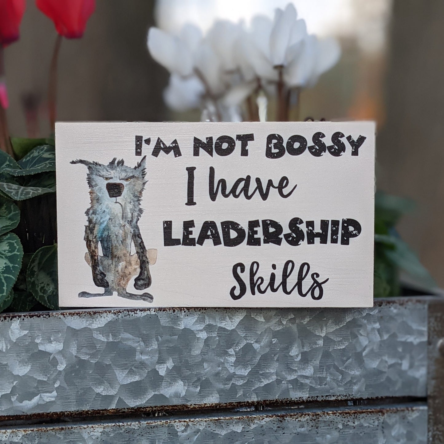 Office wood sign, funny desk sign, shelf sign, I'm Not Bossy I have leadership skills