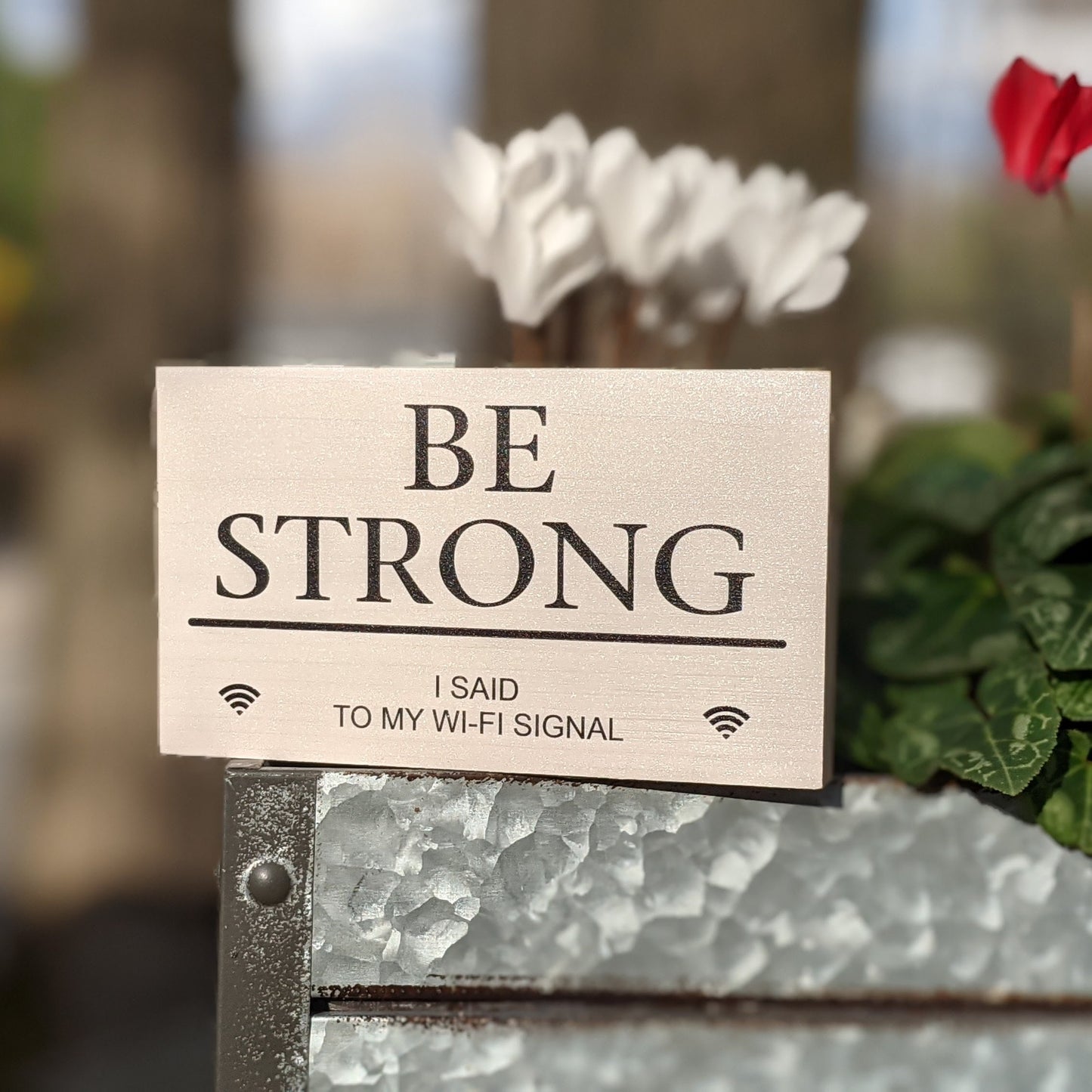 Funny wood sign, wood quote block, friend gift, shelf sign, Be Strong I said to my Wi-Fi signal