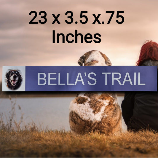 Memorial dog trail Sign with picture, custom pet name sign, hiking trail marker