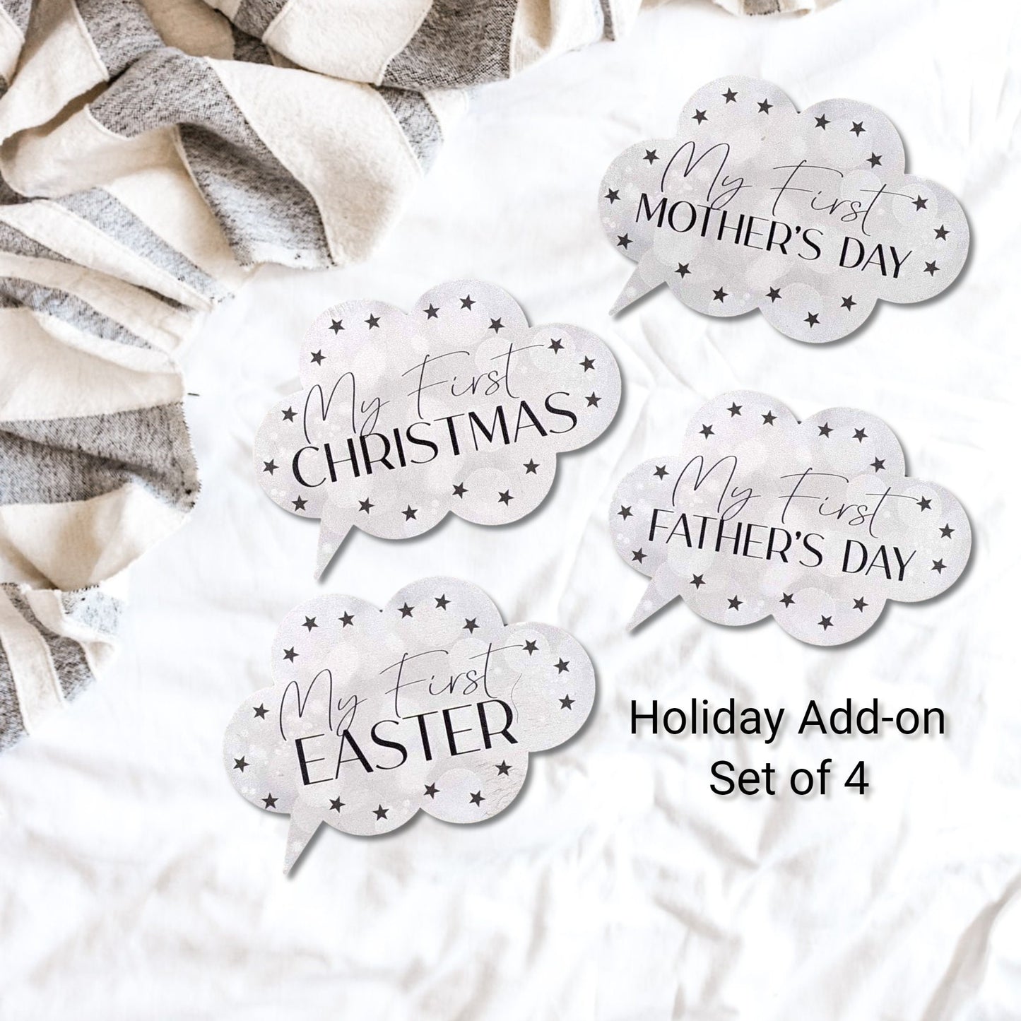 Baby Milestones discs, newborn photo props, wooden gender-neutral design, cloud shaped