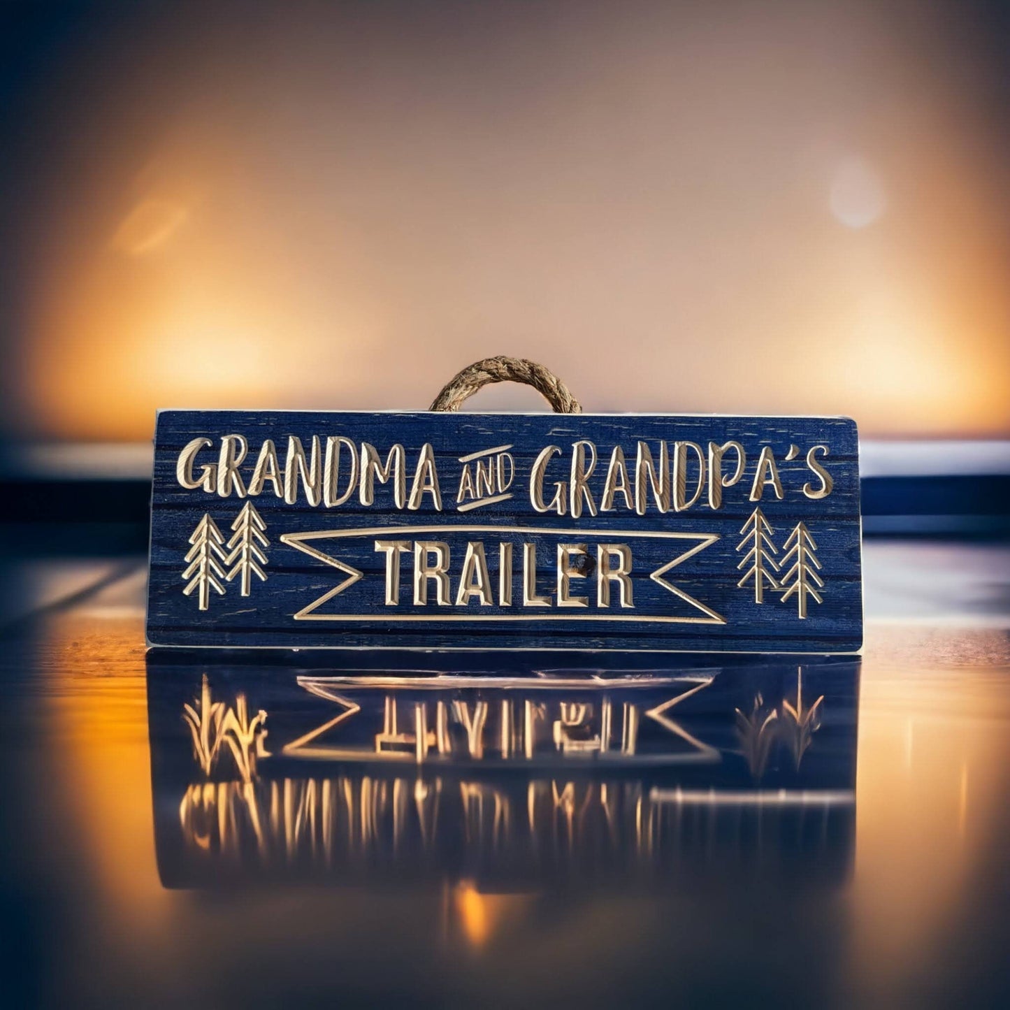 Blue Campground sign, Grandma and Grandpa's Trailer, gift for grandparents, Christmas gift, personalized carved wood sign,custom camper sign