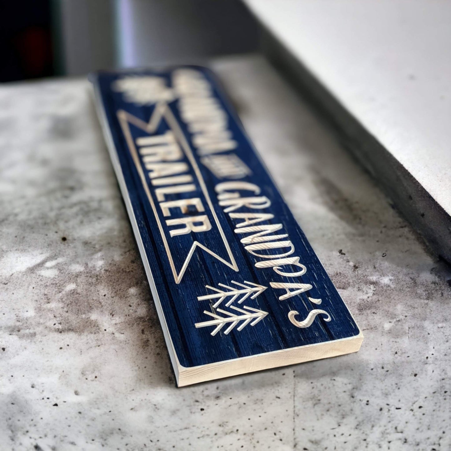 Blue Campground sign, Grandma and Grandpa's Trailer, gift for grandparents, Christmas gift, personalized carved wood sign,custom camper sign